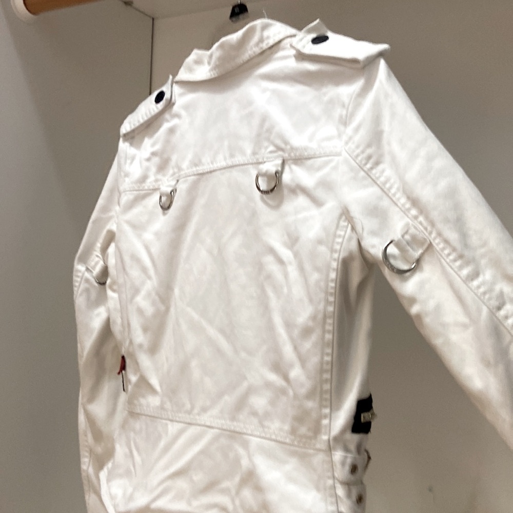TRIPP NYC LG. WHITE & BLACK BIKER/MOTO JACKET~ZIPPERS, STRAPS, STUDS & CLASPS - Picture 2 of 15